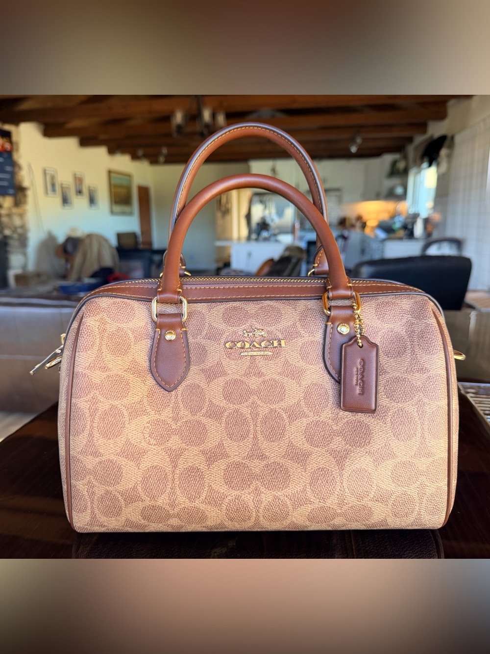 Coach Brown Signature Canvas Dome Satchel